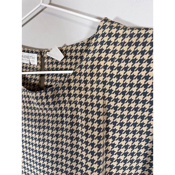 Liz Claiborne Houndstooth Top 22 Tan Classic Old Money Chic Resort Retro Neutral - Picture 5 of 11